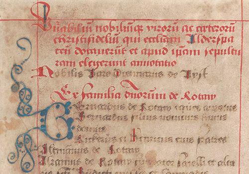 Verzeichnis der Wohltäter des Klosters Aldersbach