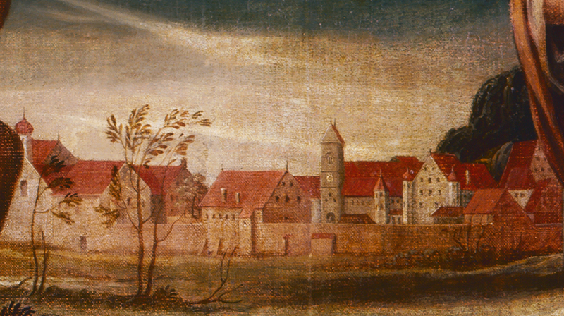 Frühneuzeitliche Klosteranlage (um 1600) - © Münchner Stadtmuseum, Sammlung Graphik/Gemälde