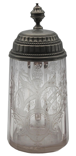 Bierkrug mit Wappen des letzten Abtes Urban Tremel. Bild: © Privatbesitz