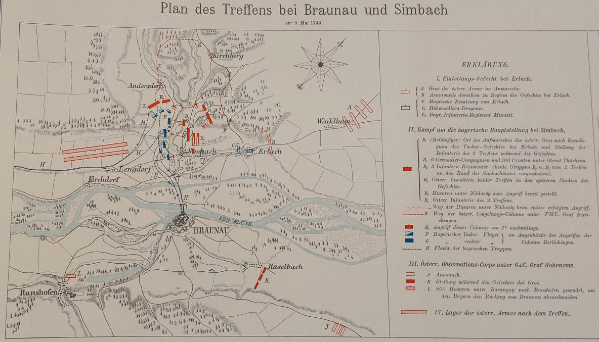 Plan des Treffens bei Braunau und Simbach 09.05.1743