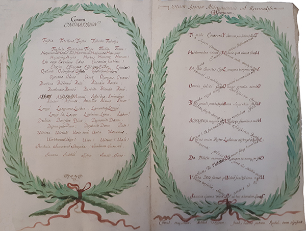  Carmen und Votum im autographen Entwurf (zweite Fassung) - © Bayerisches Hauptstaatsarchiv München, Signatur: Kloster Aldersbach Archivalien vorl. Nr. 516