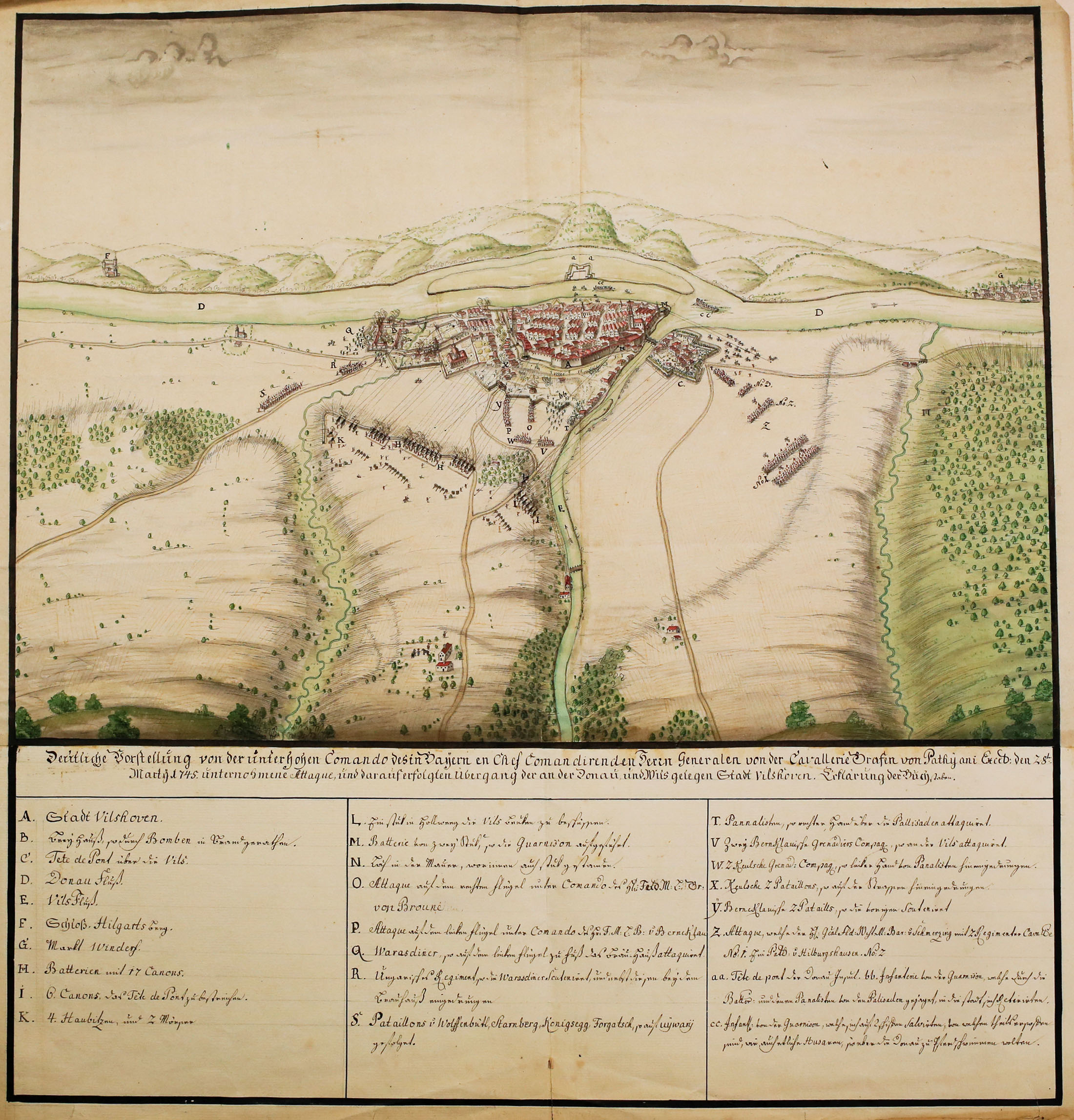 Angriff auf Vilshofen 1745 Vollansicht
