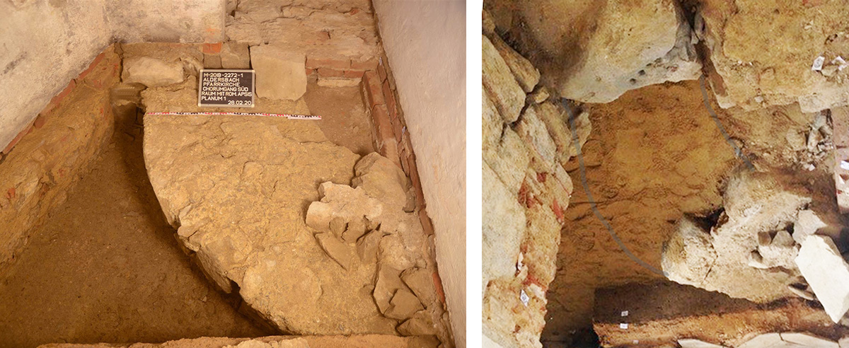 Mittelalterliche Fundamentmauer der südlichen Chorapside, jetzt zerstört